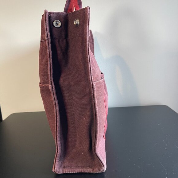 Hermes Vintage Hermès Toile Fourre-Tout MM - Brown/Red - Preowned - Picture 5 of 15
